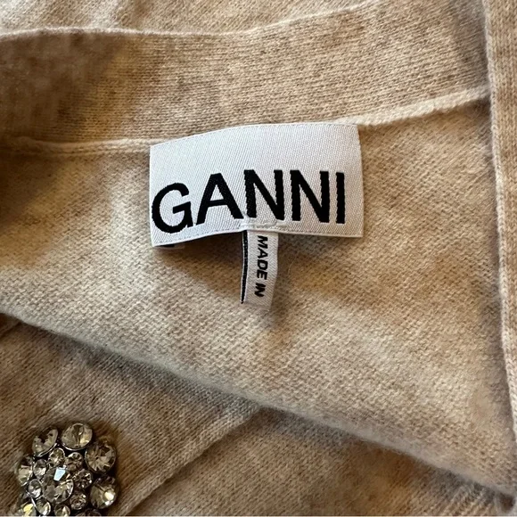 NEW Ganni Cashmere Mix Button Vest Sweater in Oyster Gray / Cream - size XS - Picture 7 of 7